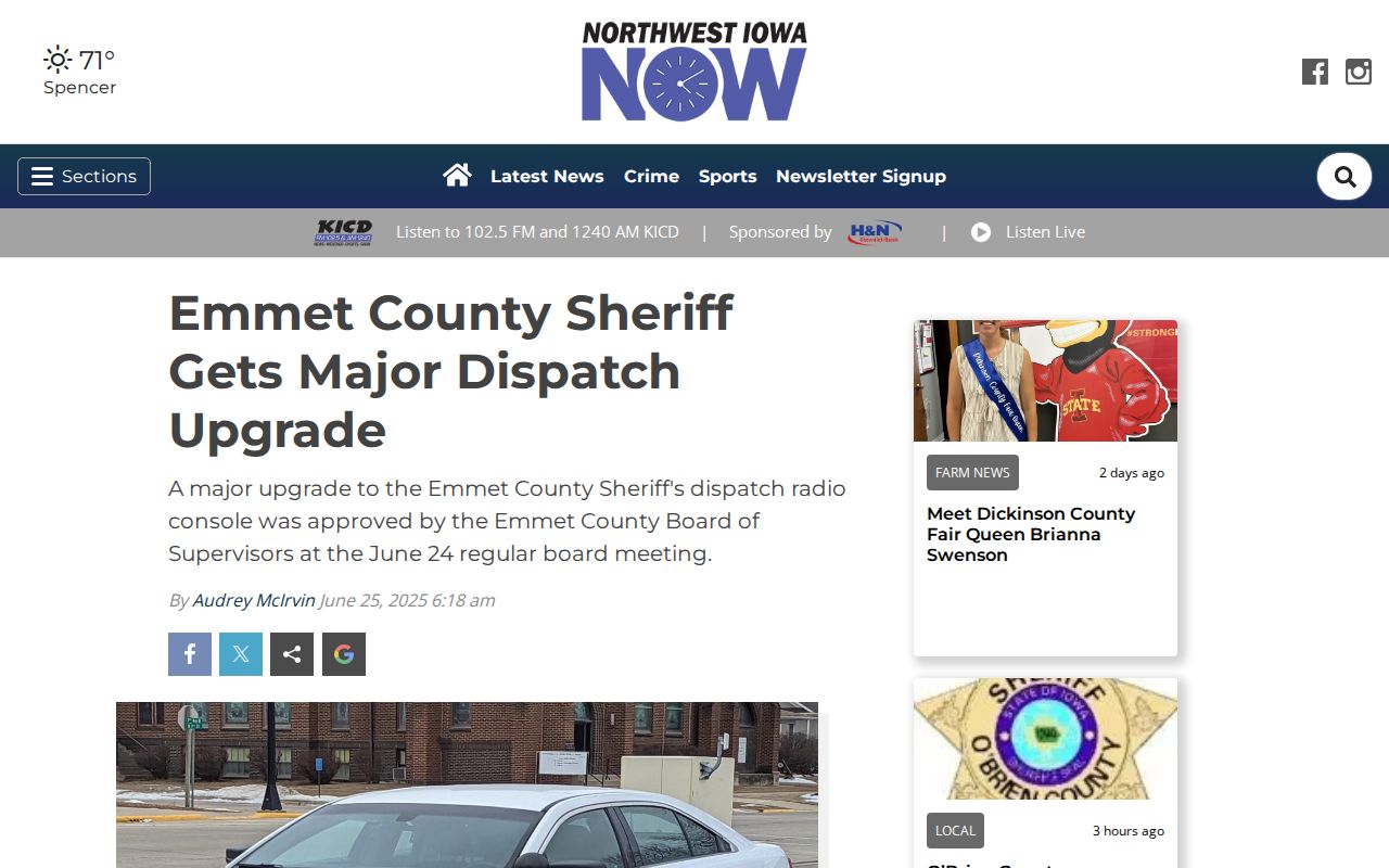 Emmet County sheriff dispatch upgrade related to arrest communications