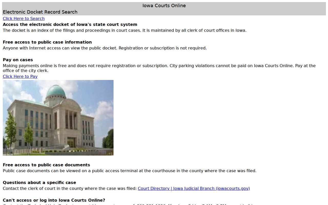 Emmet County criminal court case search in Iowa Courts Online
