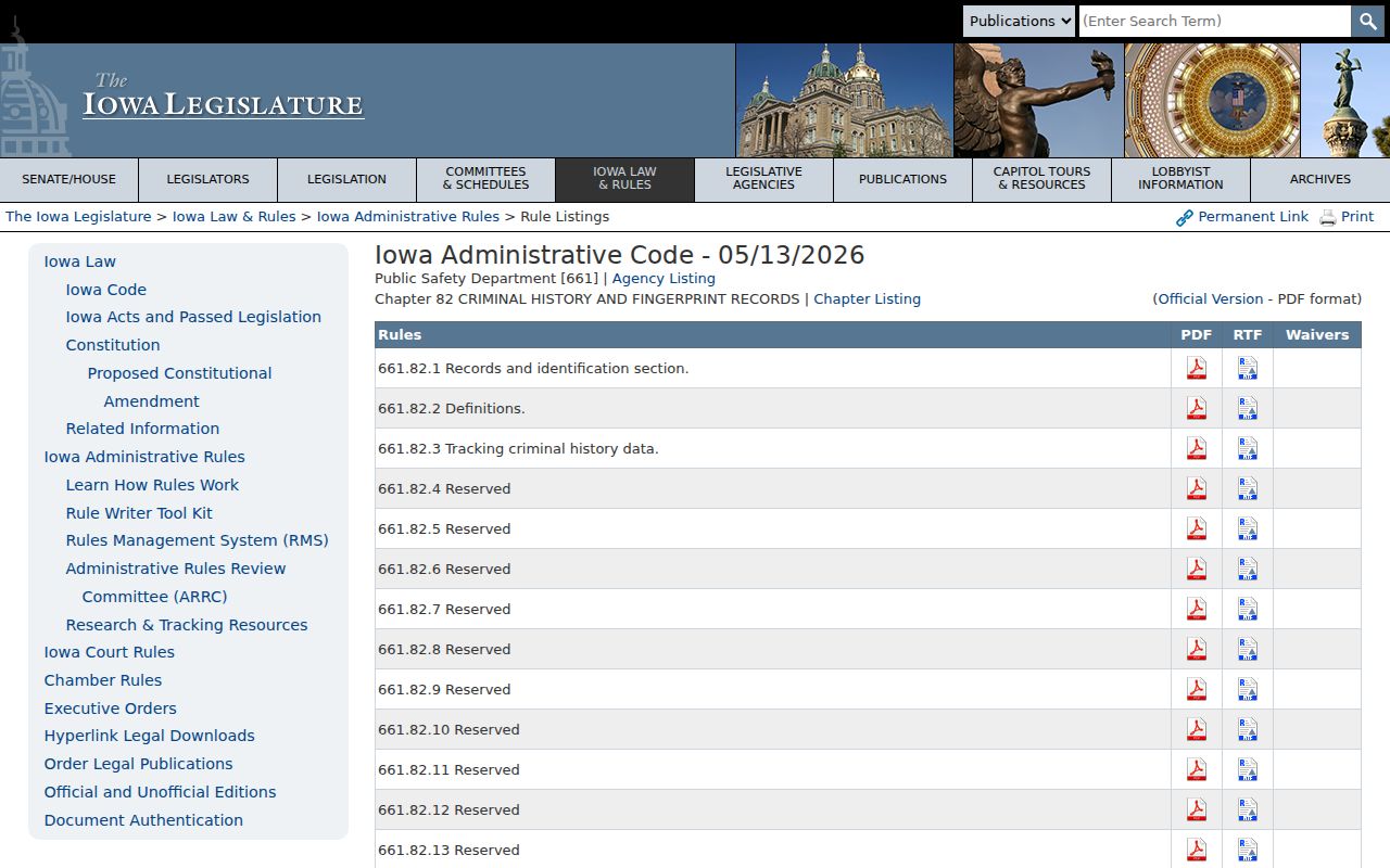 Iowa DCI rules supporting Emmet County registry duties