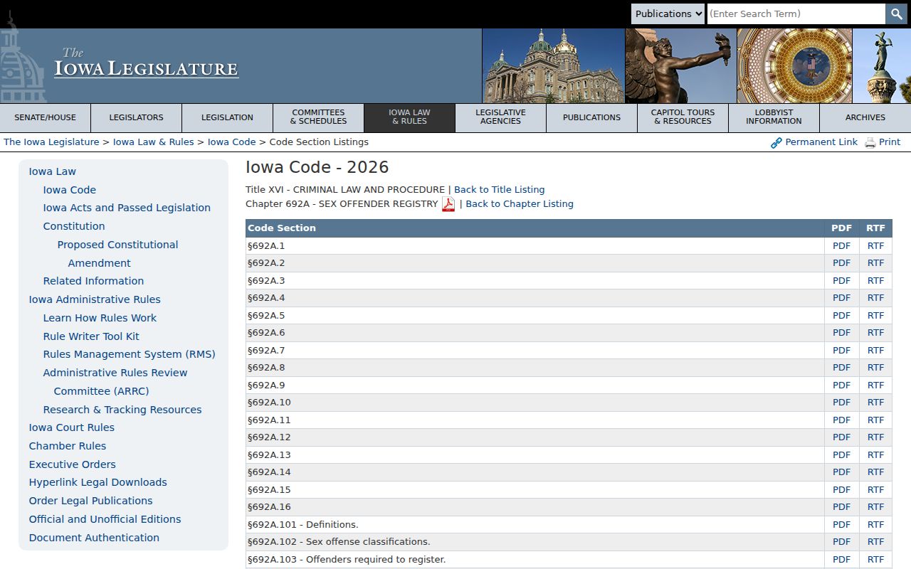 Iowa Code chapter 692A for Emmet County registry searches